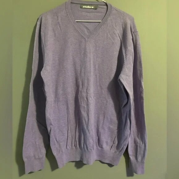 Studio W by Woolworths size Large Men's Purple Sweater cotton blend fitted - Picture 1 of 5